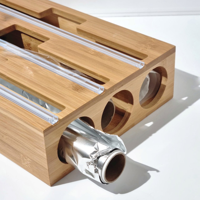 Trendz Of Today Bamboo 3-in-1 Plastic, Foil & Wax Wrap Dispenser detail
