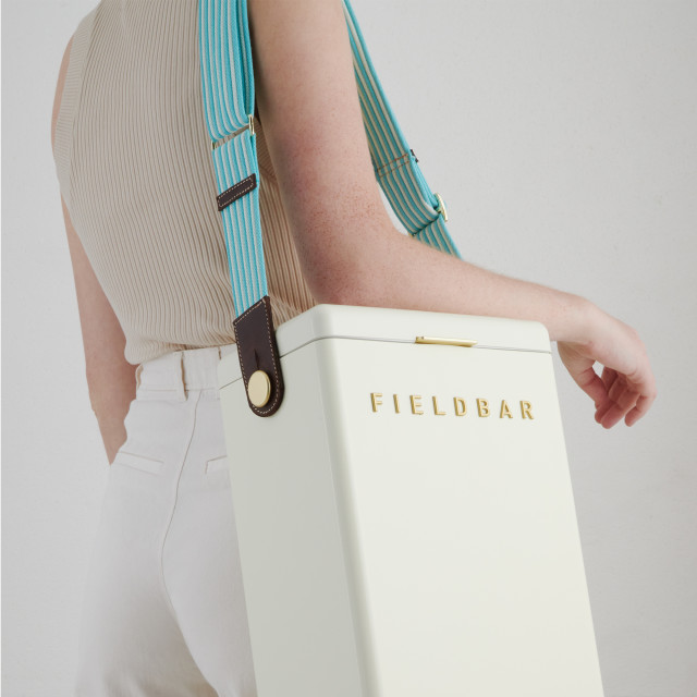 Fieldbar The Drinks Box Swing Sling - Bazaruto Blue & Safari White on a fieldbar