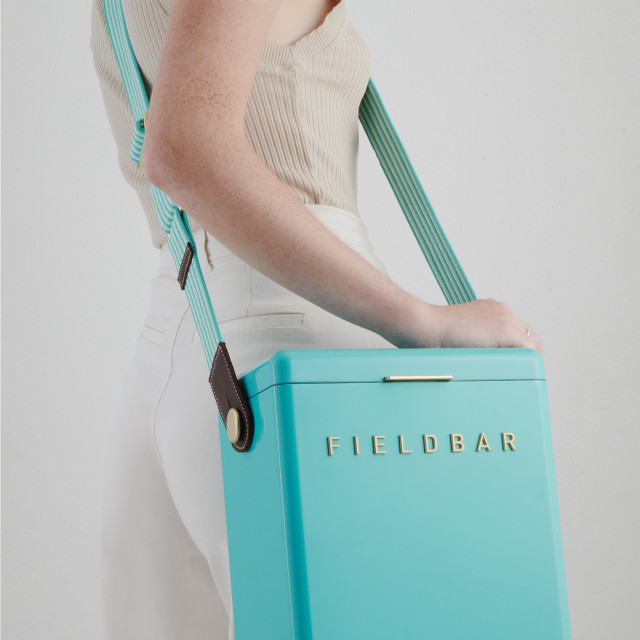 Fieldbar The Drinks Box Swing Sling - Bazaruto Blue & Safari White on a fieldbar