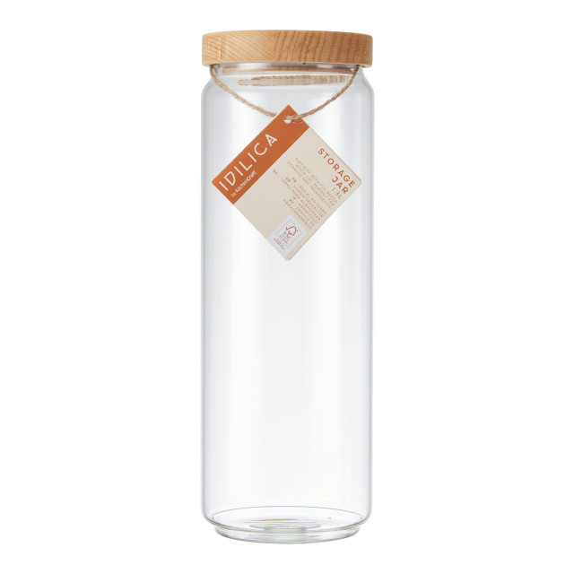 KitchenCraft Idilica Glass Storage Jar with Beechwood Lid - Large packaging