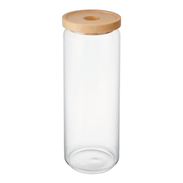 KitchenCraft Idilica Glass Storage Jar with Beechwood Lid - Large