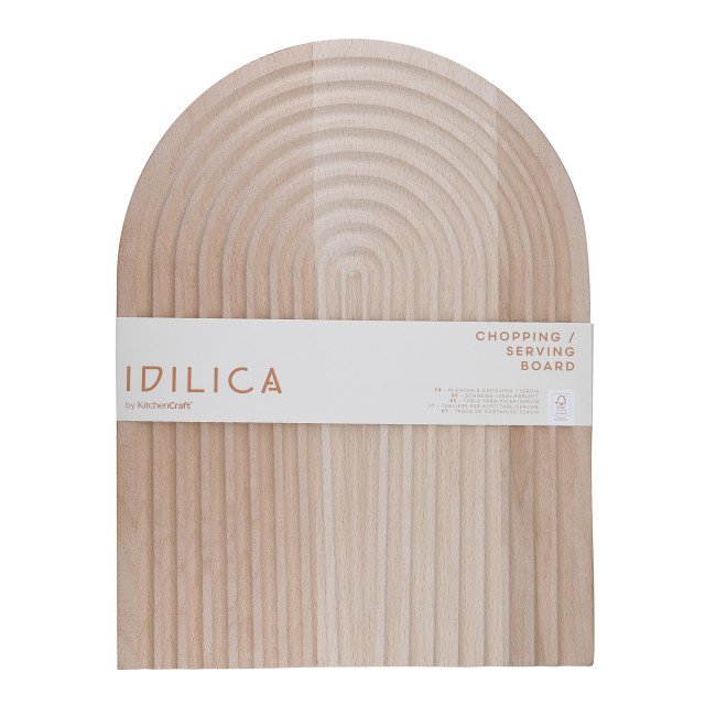 KitchenCraft Idilica Reversible Beech Wood Chopping and Serving Board packaging