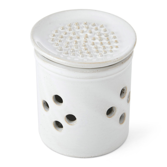 KitchenCraft Idilica Stoneware Garlic Storage Jar with a Grater Lid