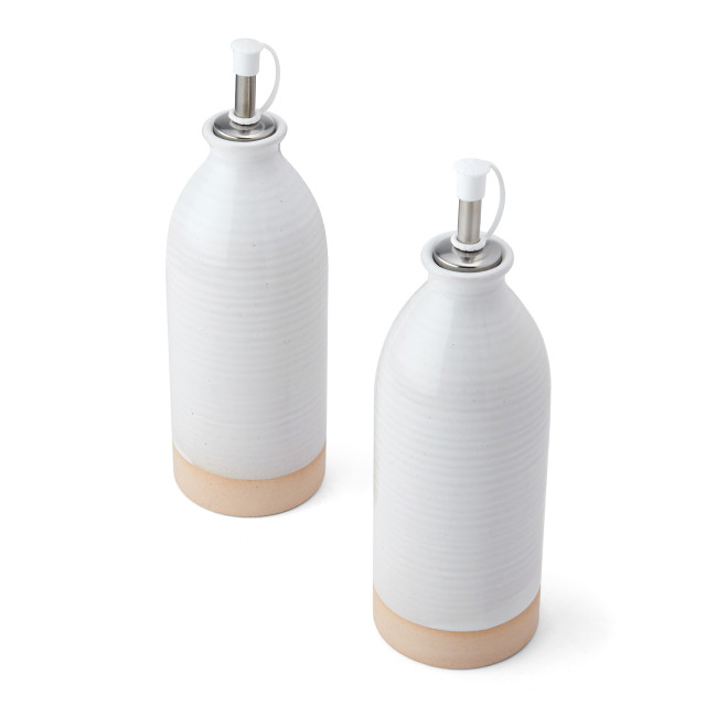 KitchenCraft Idilica Cream Oil and Vinegar Bottles, Set of 2