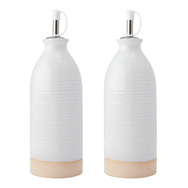 KitchenCraft Idilica Cream Oil and Vinegar Bottles, Set of 2 angle