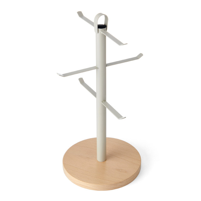 KitchenCraft Idilica Beechwood and Galvanised Steel Mug Tree