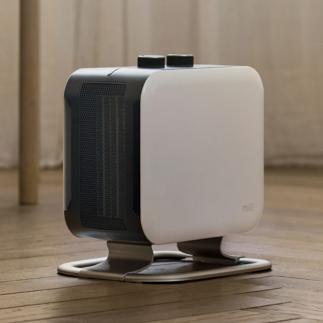 Mill Compact PTC Fan Heater, 1800W - White on the floor