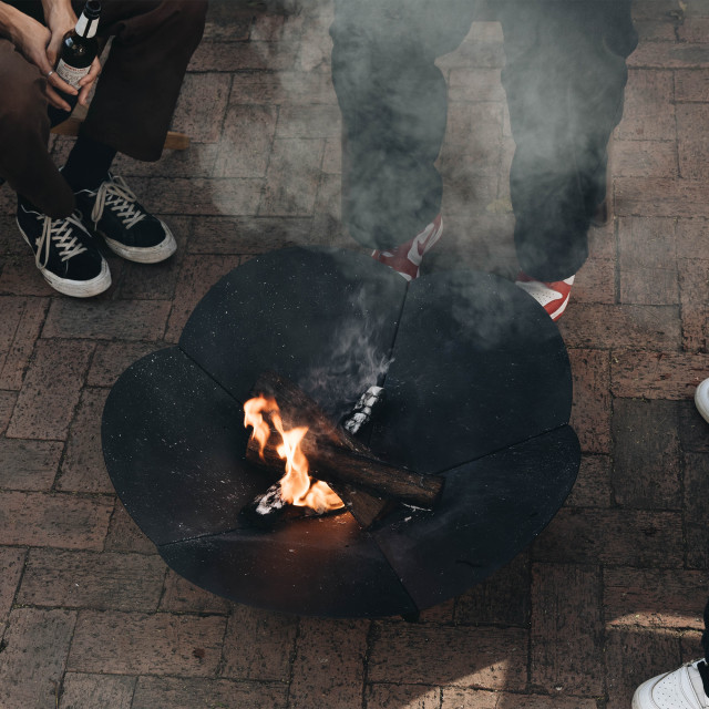 Sprung Outdoor Living Fire Rose Fire Pit with fire wood