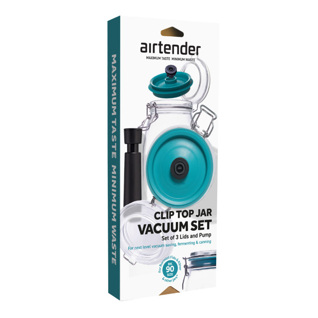 Airtender Vacuum Lid and Pump Set for Clip Top Jar packaging