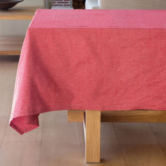 Linen House Revana Chambray Red Tablecloth medium