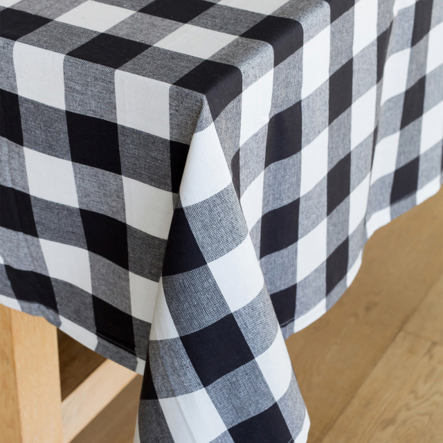 Linen House Revana Black Check Tablecloth detail