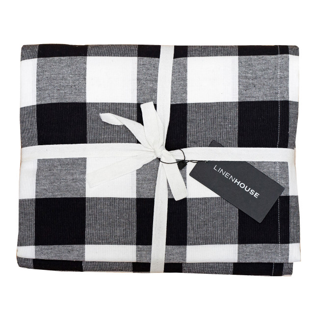 Linen House Revana Black Check Tablecloth packaging