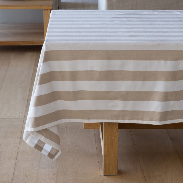 Linen House Revana Stone Stripe Tablecloth