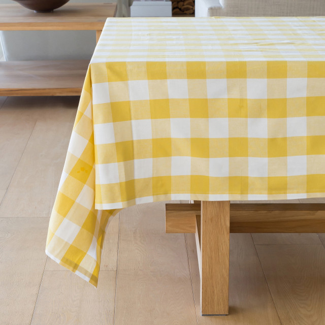 Linen House Revana Yellow Check Tablecloth