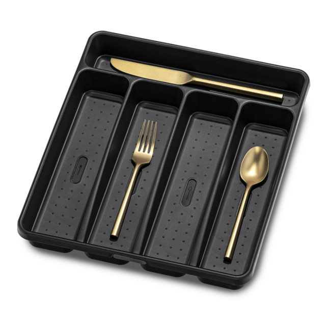 Madesmart Classic Antimicrobial Medium Cutlery Tray - Carbon angle