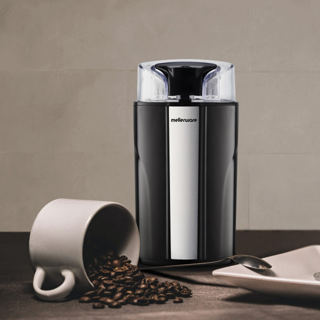 Mellerware Aromatic Coffee Grinder with coffee beans on the table