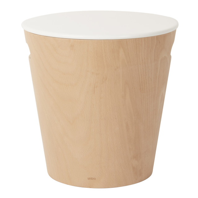 Umbra Woodrow Storage Stool - White & Natural angle