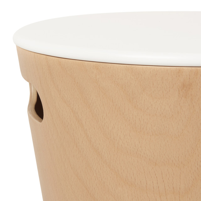 Umbra Woodrow Storage Stool - White & Natural detail