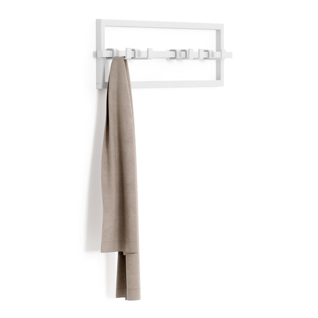 Umbra Cubiko 5 Hook - White With Items being Hung 