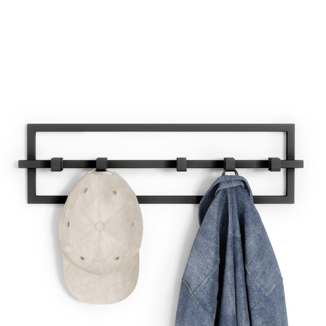 Umbra Cubiko 5 Hook - Black With Items being hung 