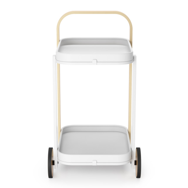 Umbra Bellwood Serving Cart - White & Natural Front View