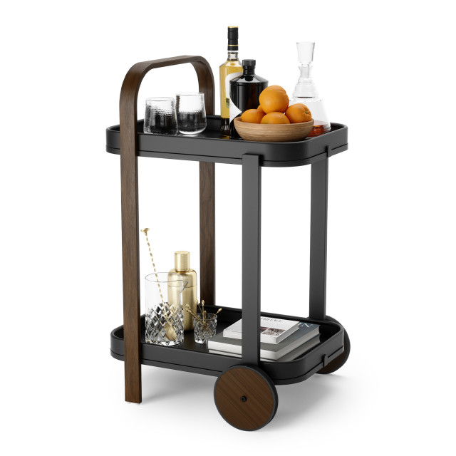 Umbra Bellwood Serving Cart - Black & Walnut Detail Image