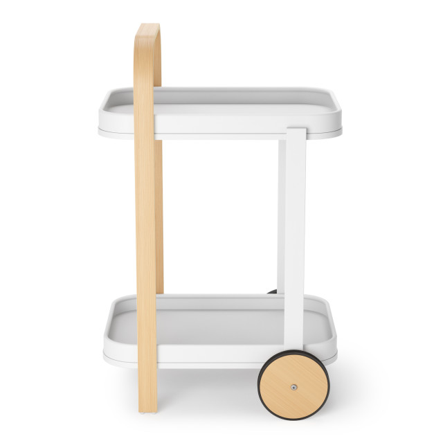 Umbra Bellwood Serving Cart - White & Natural Side View