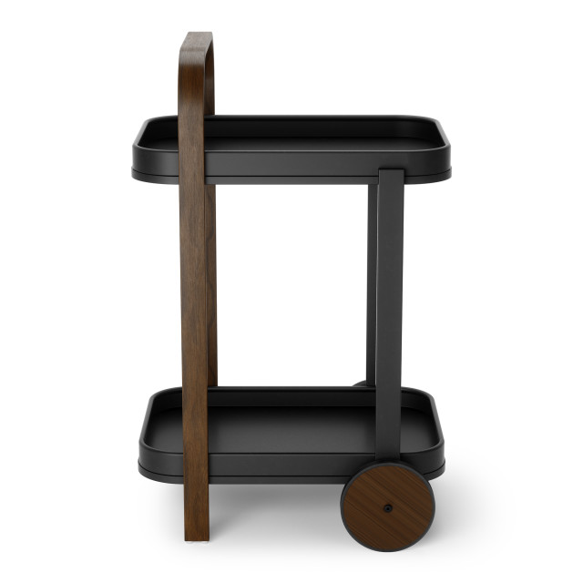 Umbra Bellwood Serving Cart - Black & Walnut Side View