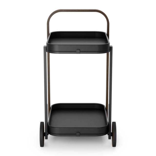 Umbra Bellwood Serving Cart - Black & Walnut Front View