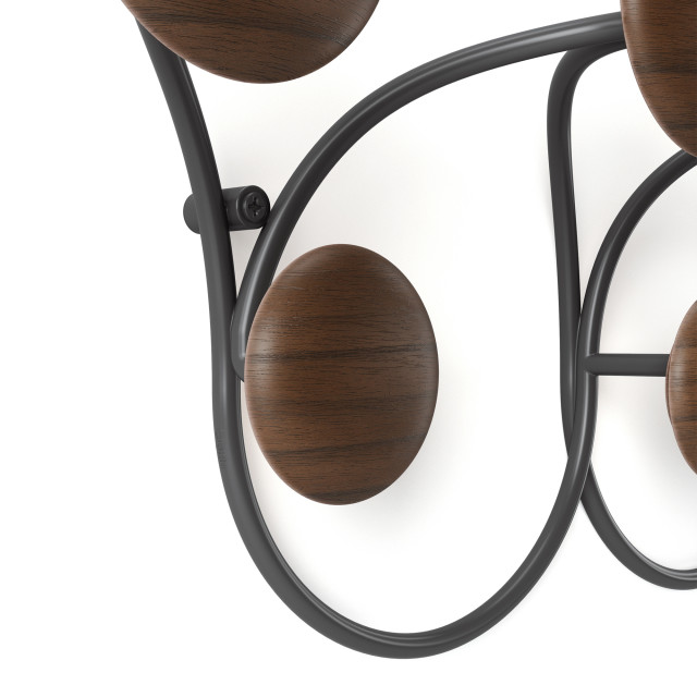 Umbra Dotsy 7 Hook - Black & Walnut Detail Image