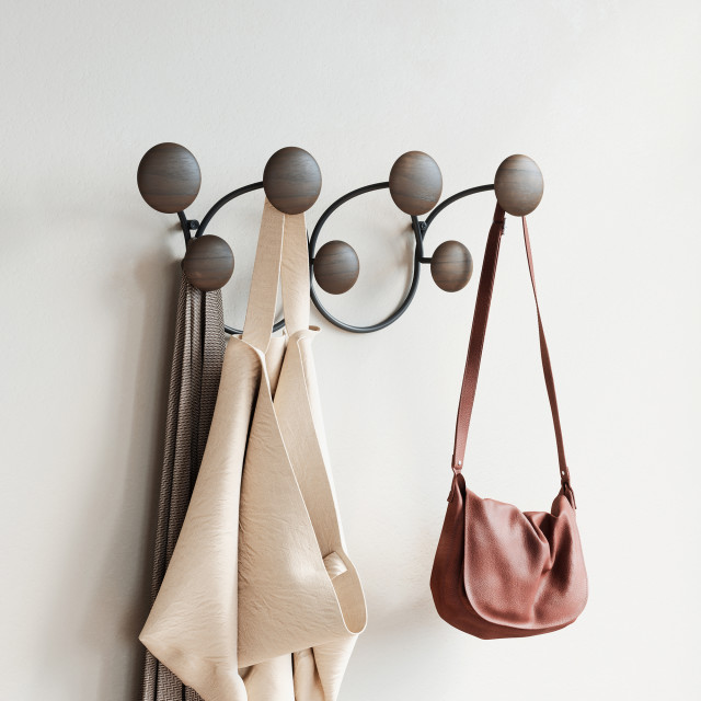 Umbra Dotsy 7 Hook - Black & Walnut In Use