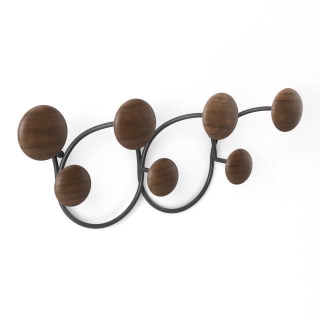 Umbra Dotsy 7 Hook - Black & Walnut Side View