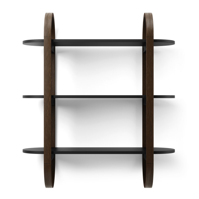 Umbra Bellwood Wall Shelf - Black & Walnut Front View