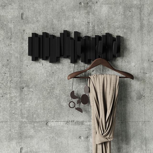 Umbra Sticks Multi Hook - Black with a hanger