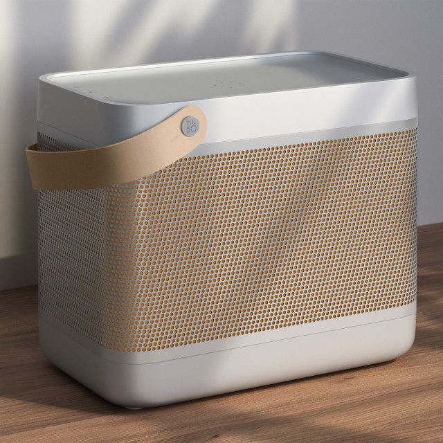 Bang & Olufsen Beolit 20 Bluetooth Speaker - Grey Mist on the wooden floor