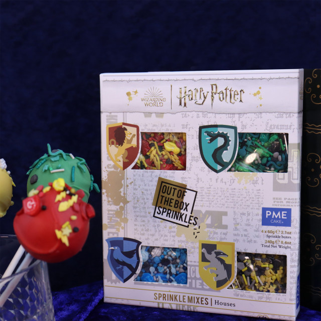 PME Harry Potter Hogwarts Houses Sprinkle Giftbox, Set of 4 on the table