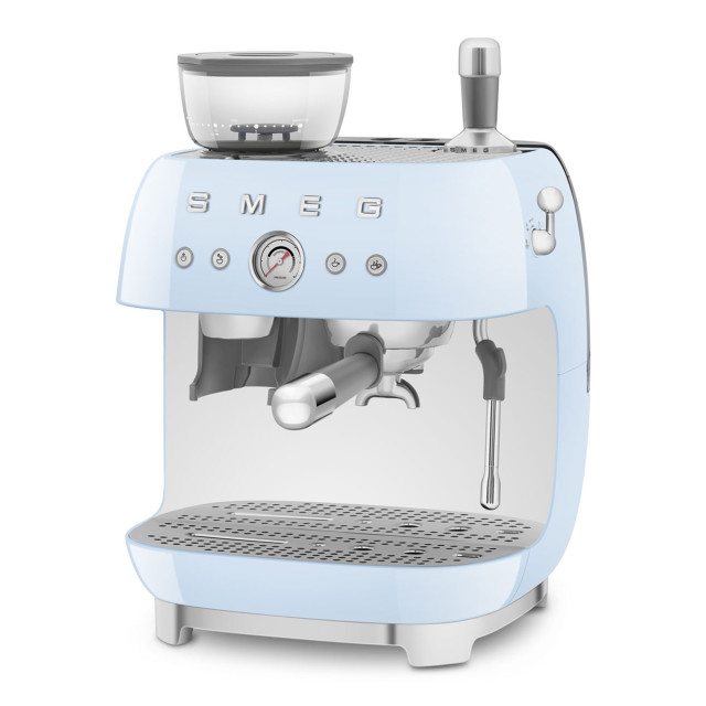 Smeg Retro Manual Espresso Coffee Machine with Grinder - Baby Blue