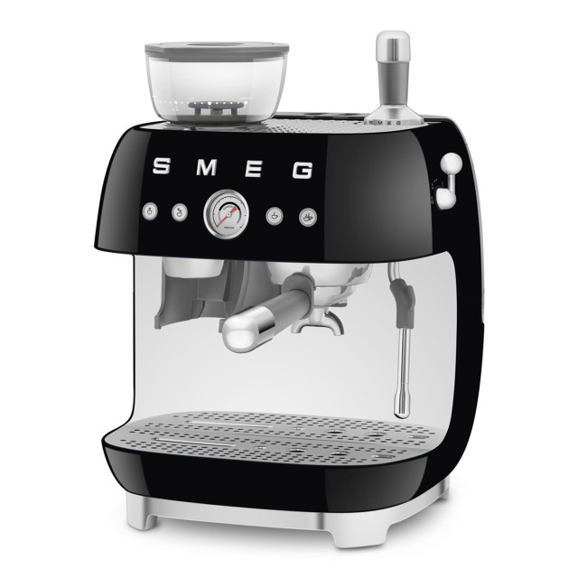 Smeg Retro Manual Espresso Coffee Machine with Grinder - Black