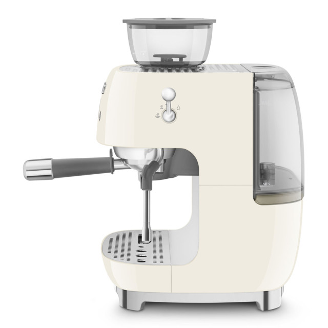 Smeg Retro Manual Espresso Coffee Machine with Grinder - Cream angle