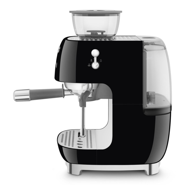 Smeg Retro Manual Espresso Coffee Machine with Grinder - Black angle