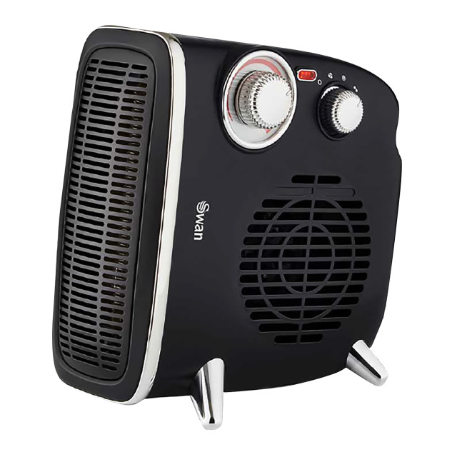 Swan Retro Horizontal & Vertical Fan Heater, 1800W - Black