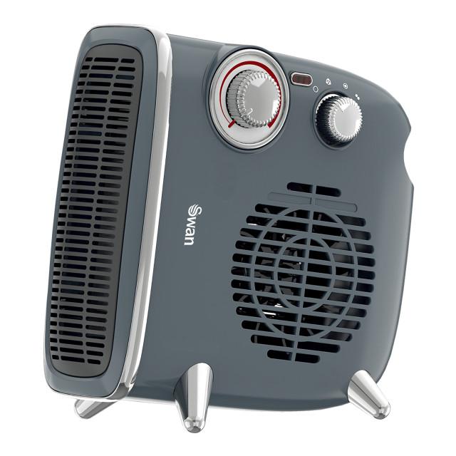 Swan Retro Horizontal & Vertical Fan Heater, 1800W - Grey