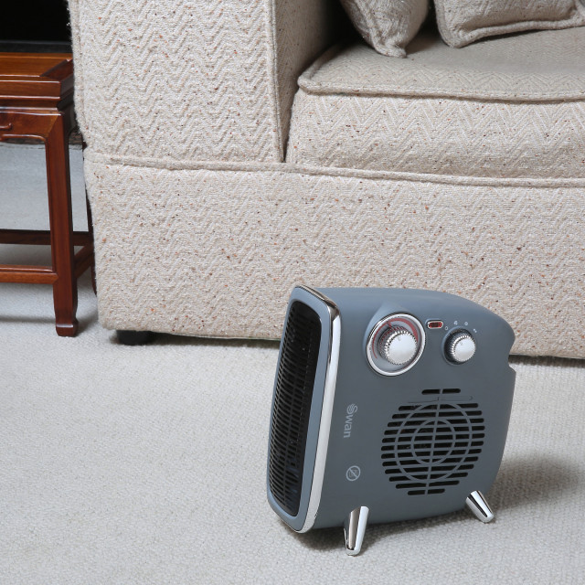 Swan Retro Horizontal & Vertical Fan Heater, 1800W - Stormy Grey in the living room