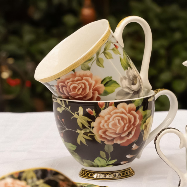 Jenna Clifford Botanica Rose Coffee Mug, 300ml in a mug showing scale