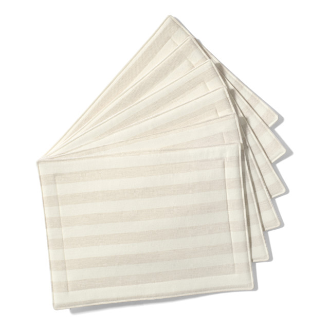 DSA Abigail Mic Stripe Cotton Placemats, Set of 6 - Stone
