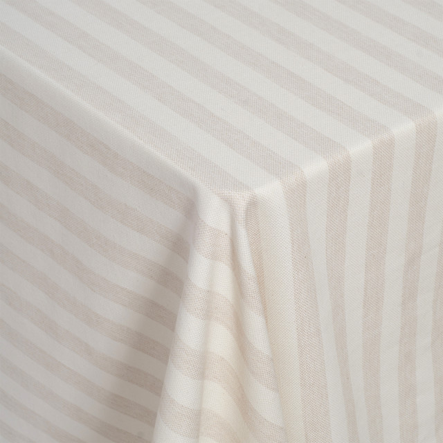 DSA Abigail Mic Stone Stripe Cotton Tablecloth - 6 Seater close up