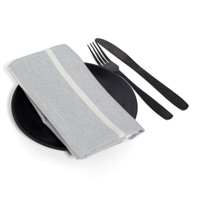 DSA Abigail Marc Stripe Cotton Napkins, Set of 6 - Grey on a plate