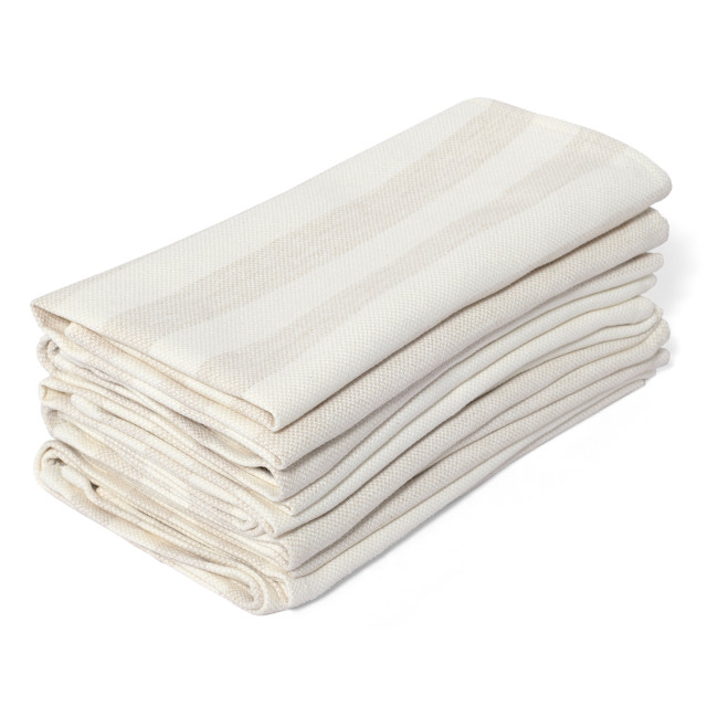 DSA Abigail Mic Stripe Cotton Napkins, Set of 6 - Stone