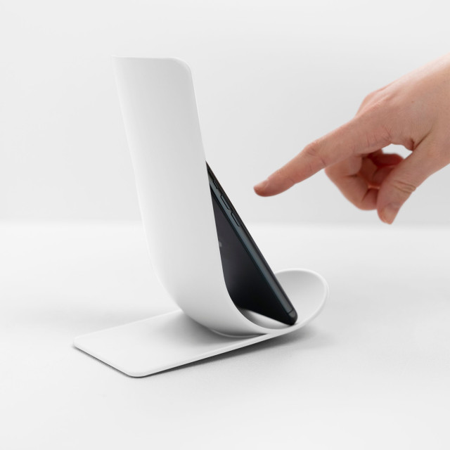 Blim Plus Stand Ladle Rest - Arctic White with a phone