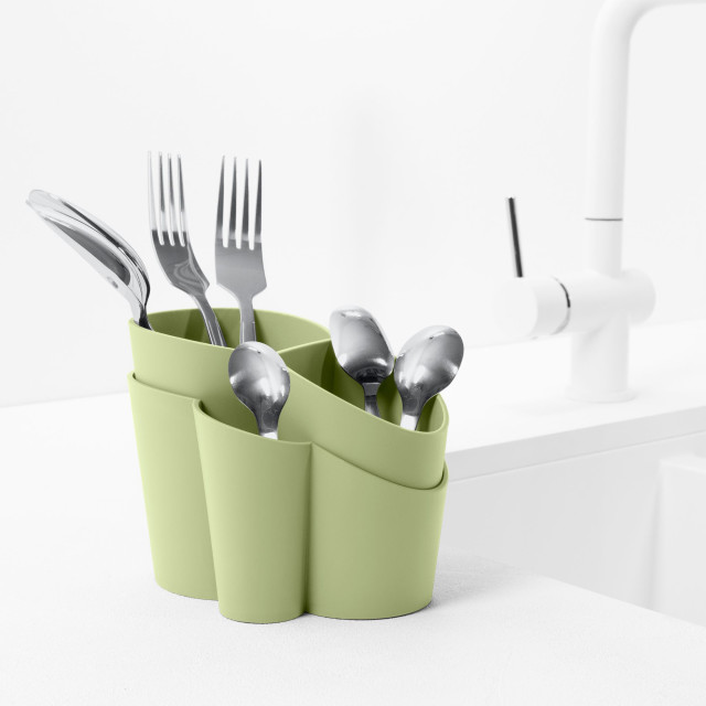 Blim Plus Gocciolo Cutlery Drainer - Forest Light on the kitchen counter